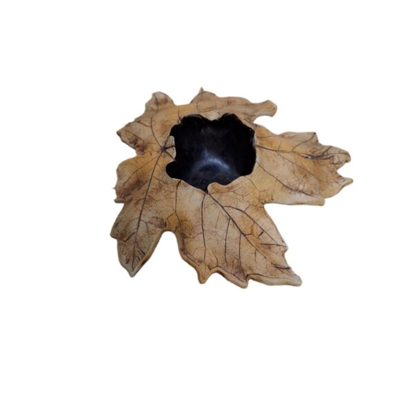 Studio Art Pottery Fall 7" Maple Leaf Shaped Votive Candle Holder - Picture 3 of 8